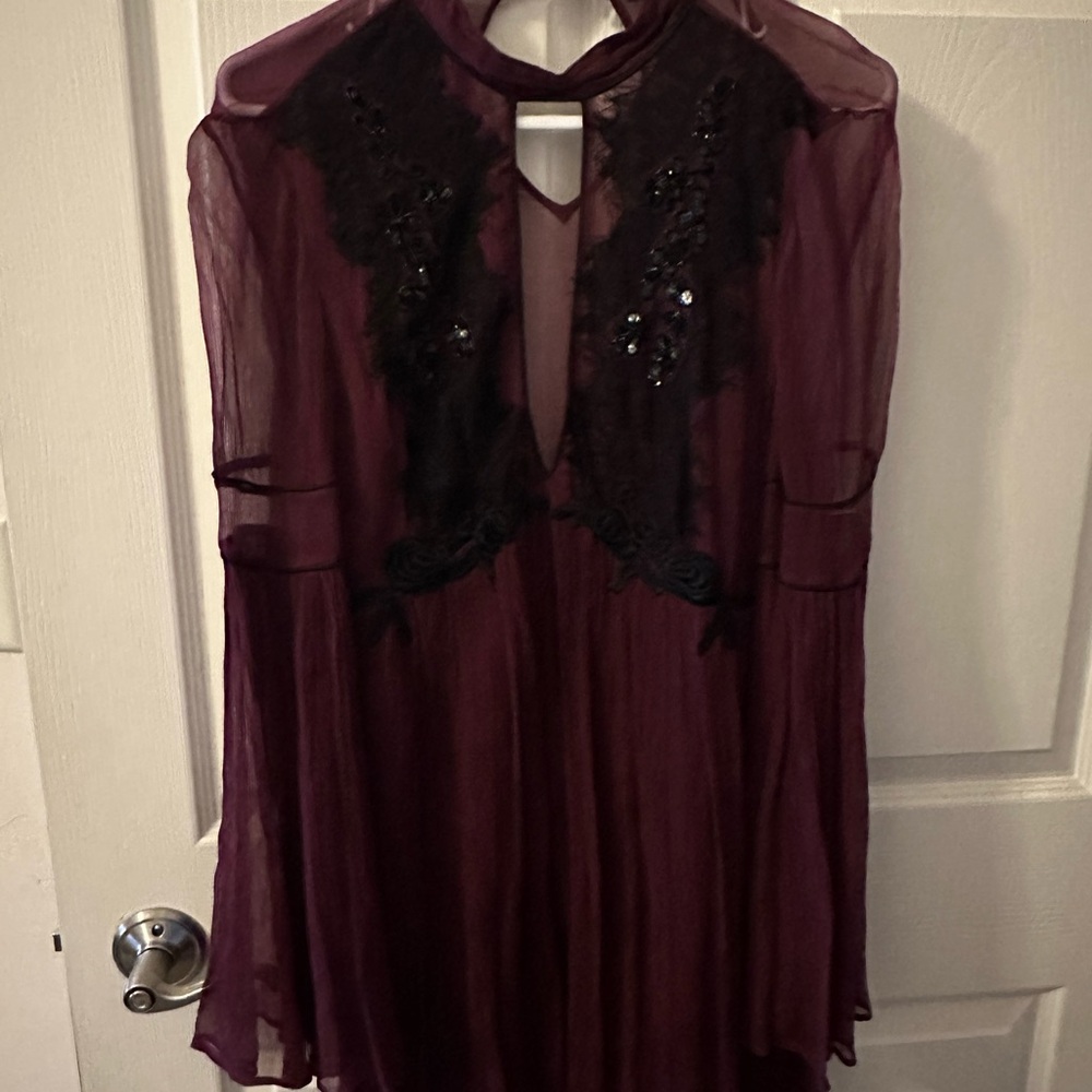 Free People Madly Deeply Burgundy Chiffon Dress - Picture 5 of 5